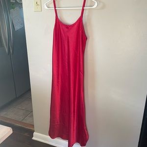 💄 Vintage Red Silky Long Slip Dress 💄